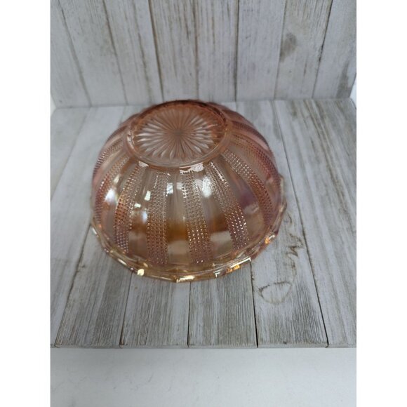 Vintage Hazel Atlas Diamond Point Columns Carnival Glass Iridescent Bowl 7 3/4" - Picture 5 of 6